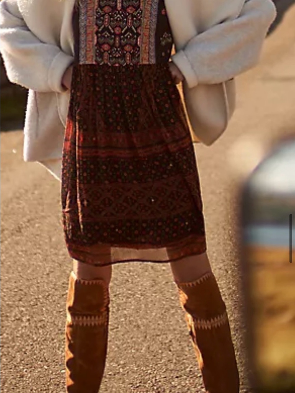 Munro Embroidered Tunic Dress, XS